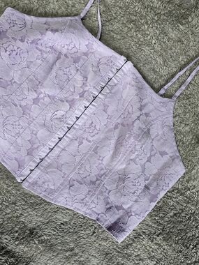 wild fable Lavender Lace Hook-and-Eye Crop Top
